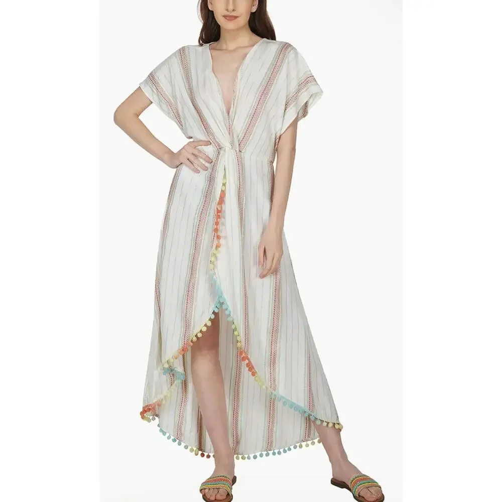 America & Beyond Women's Rainbow Sunshine Maxi Beach Cover-up